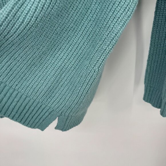 Talbots Womens Knit Sweater Shawl Collar size Medium teal Wool Blend - Picture 7 of 12
